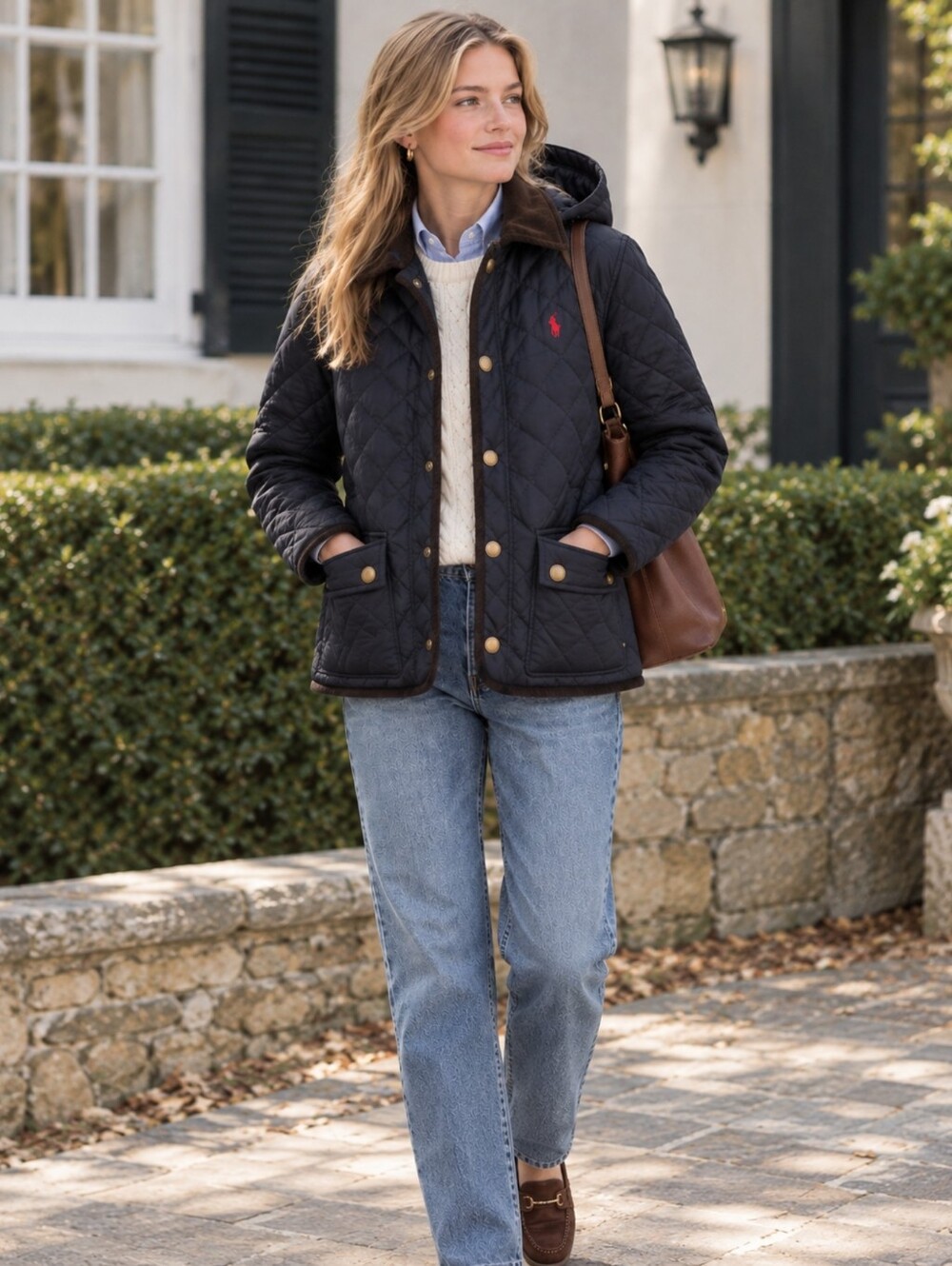 Polo Ralph Lauren Quilted Hooded Jacket in Navy